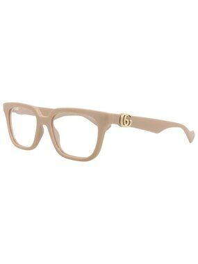 New Gucci Women's Eyeglasses Square Rectangle Injection Frame Nude Nude